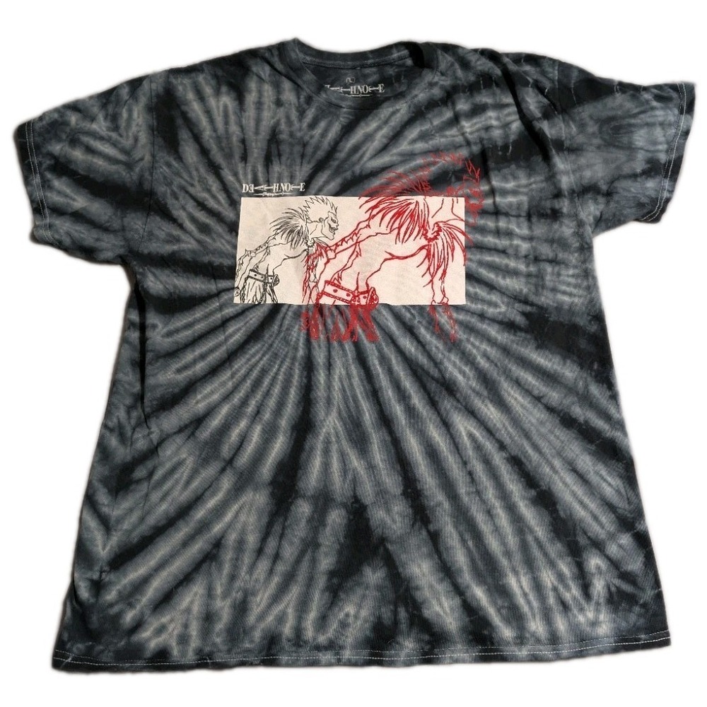 Death Note Ryuk Tie Dye‎ Graphic T Shirt Anime Manga Black Gray Men's Large